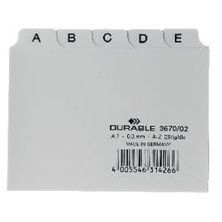 Alphabetischer Registerindex, langlebig, A7, 14,8 x 21 cm, Register 20 mm, weiß