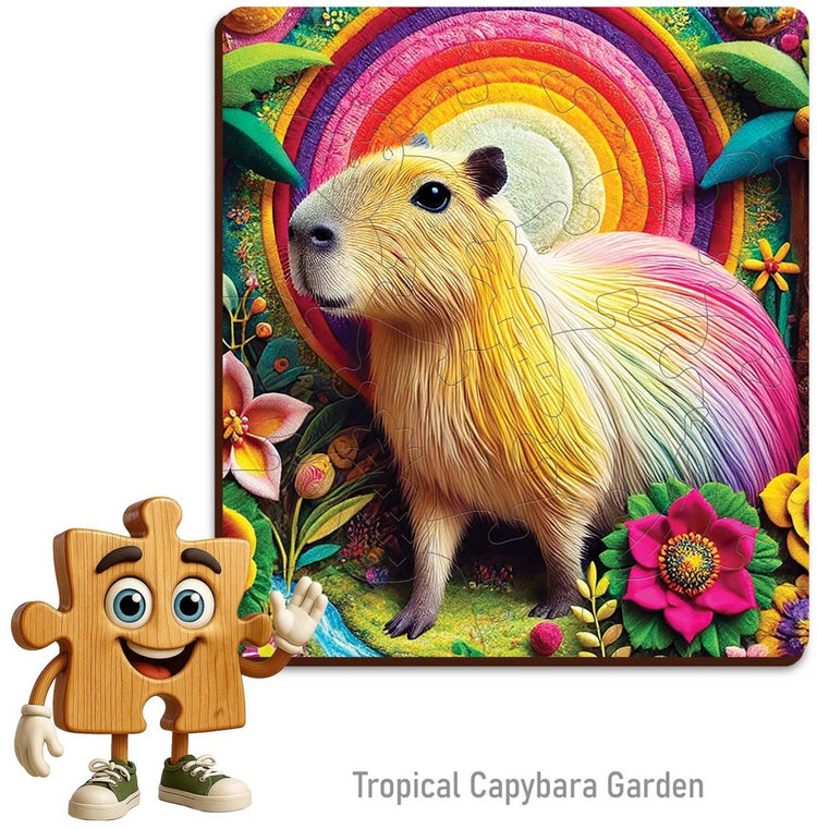 Holzstadt Holzpuzzle Tropischer Garten Capybara 20 Teile für Kinder