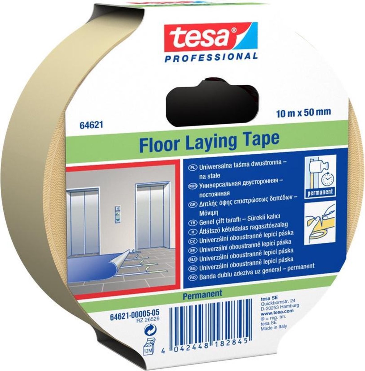 Tesa Professional 1075579 - 64621 Folienmontageband 25m x 50mm | 6 Stück