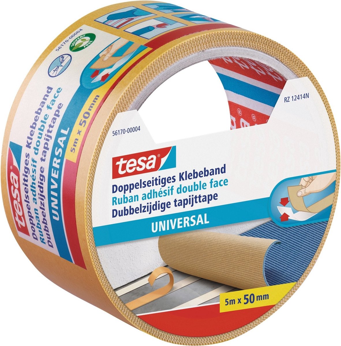Tesa 1054493 - carpet tape universal 5m x 50mm | 6 Stück