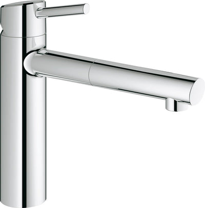 Grohe Concetto Küchenarmatur – mittlerer Auslauf – mit ausziehbarer Handbrause – 1 Strahlstufe – Chrom
