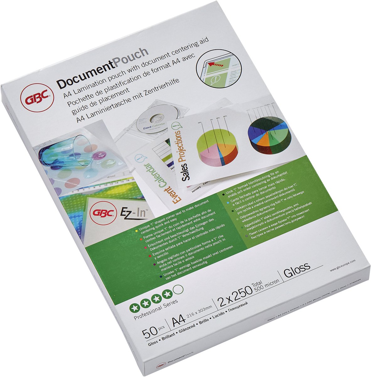GBC-Laminierfolie – A4-Format – 2 x 250 Mikron – Packung mit 50 Stück