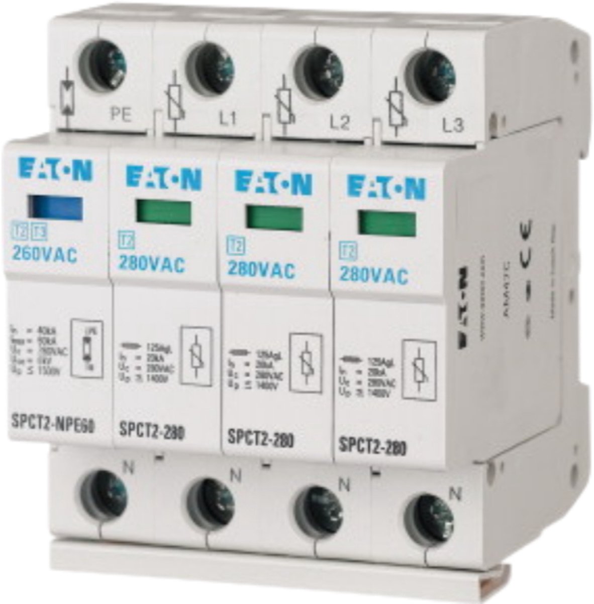 Eaton 167620 spct2-280-3+npe Überspannungsableiter Überspannungsschutz für: Verteilerkasten 20 ka 1 Stück