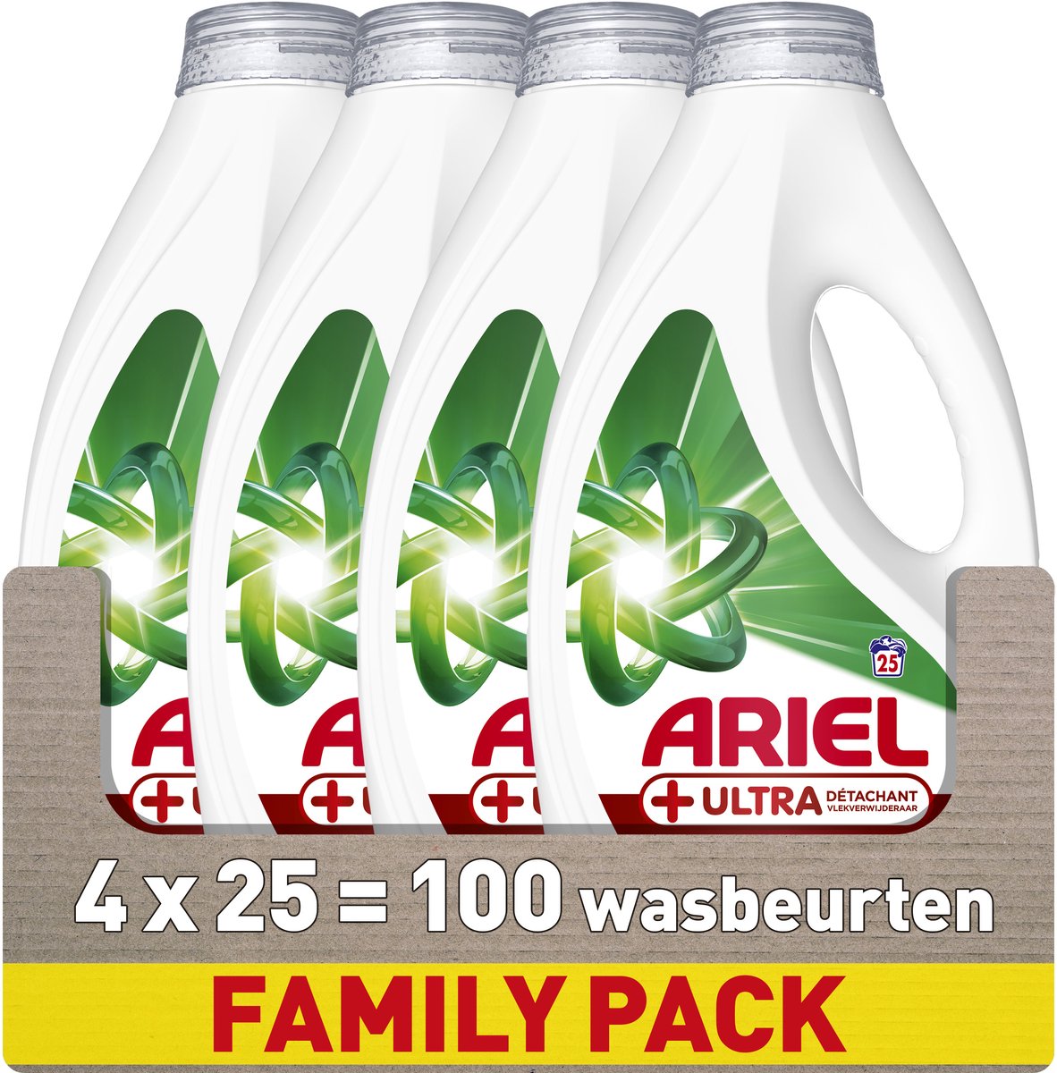 Ariel Flüssigwaschmittel + Ultra-Fleckenentfernung – 4 x 25 Wäschen