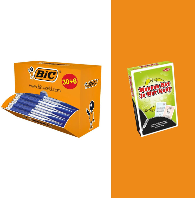 Bic® bic atlantis classic grip – Kugelschreiber blau – Vorteilspack 30+6 gratis – inklusive Gratis-Taktikspiel-Wette Du schaffst es