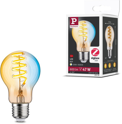 Paulmann Filament 230V Smart Home ZigBee 3.0 LED-Glühbirne E27 600LM 7,5W Tunable White Dimmbar Gold