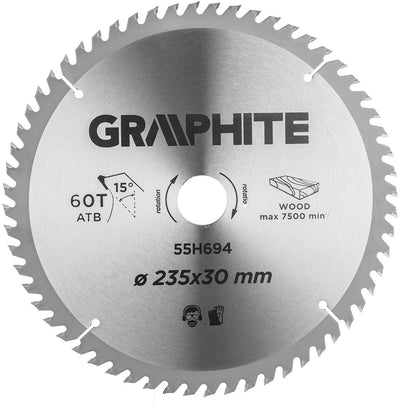 Graphit - Kreissägeblatt - 235 mm - 60 Zähne - Widia-Kern