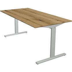 Kerkmann Schreibtisch 11020655 höhenverstellbar Silber, Eiche