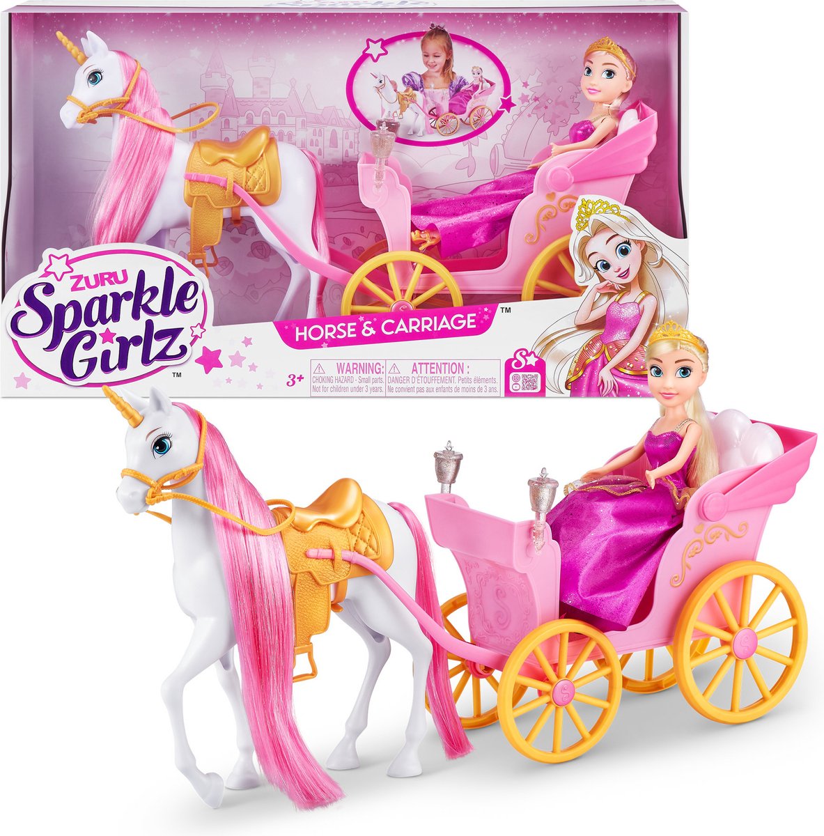 Sparkle Girlz Einhorn- und Prinzessinnenpuppe mit Kutschenset von Zuru