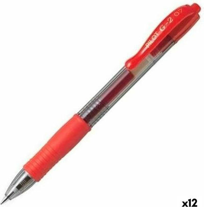 Pilot G2 Gel-Tintenroller – Box mit 12 Gelstiften – mittlere Spitze – rot