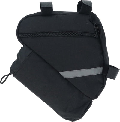 Dresco Rahmen-Fahrradtasche – wasserabweisendes Polyester – abschließbares Hauptfach – extra Tasche unten für PET-Flasche 33 50c oder Verschließer – Befestigung mit 3 Klettverschlüssen – Reflexionsstreifen auf beiden Seiten