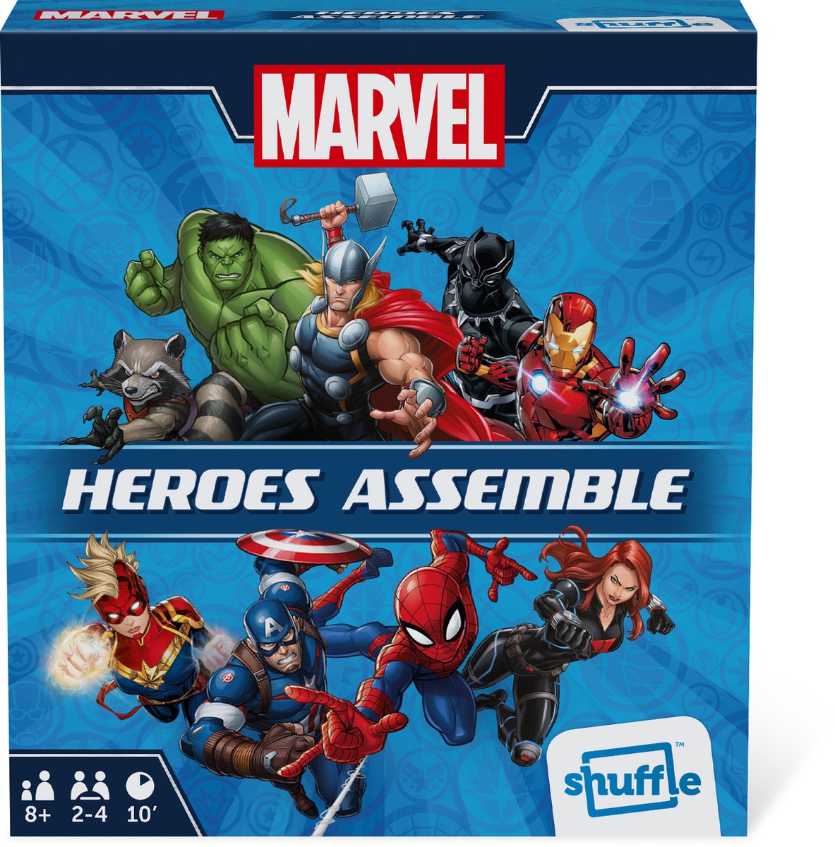 Shuffle – Marvel Heroes Assembly – Kartenspiel – Familienspiel – kooperatives Kartenspiel – für Fans von Marvel Snap