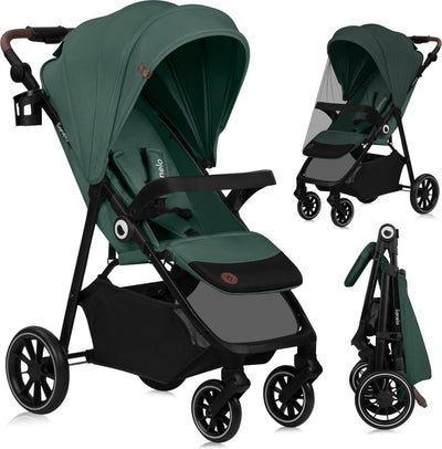 Lionelo Emma One Buggy und Kinderwagen bis 22 kg – XXL-Verdeck – EVA-Räder – leicht und wartungsfrei – verstellbare Rückenlehne – einhändig klappbar – verstellbare Schiebestange – zentrale Fußbremse – 5-Punkt-Sicherheitsgurt – Stadtkinderwagen