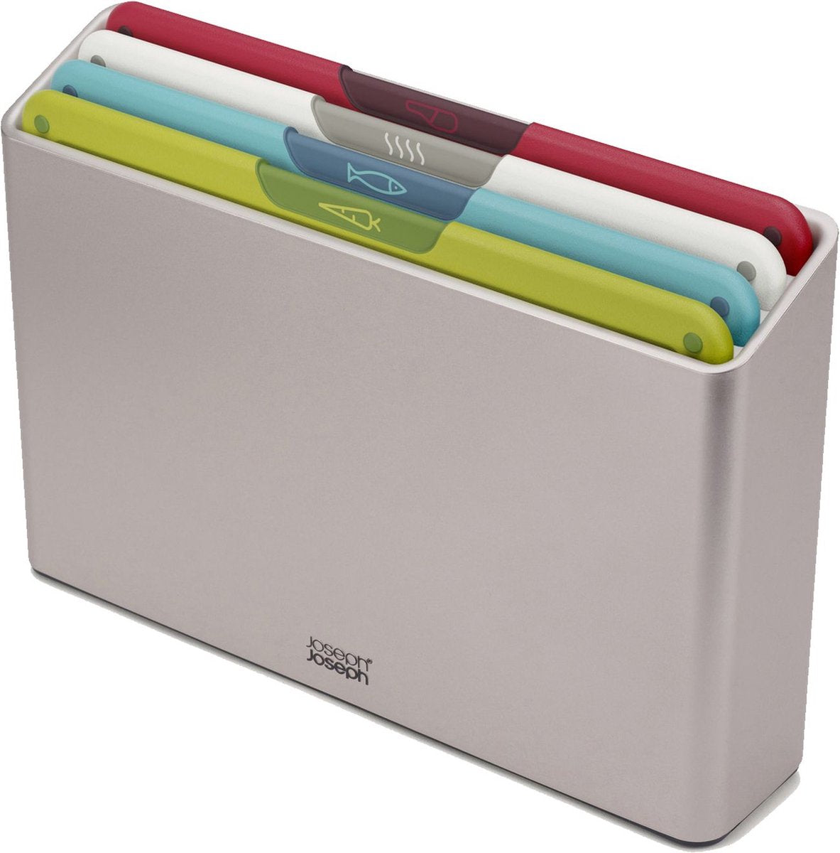 Joseph Joseph Folio™ Schneideplanenset, 4-teilig – mittel – mehrfarbig – bunt codiert – mit Standfuß – RVS-Handgriff