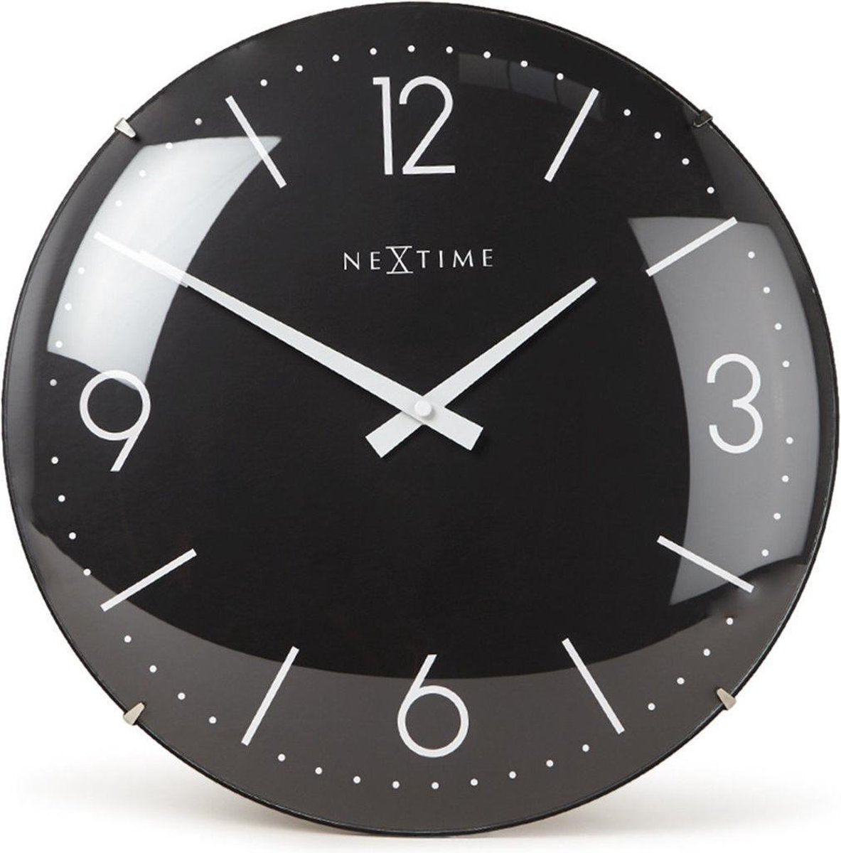 Nexttime Basic Dome – Wanduhr – 35 cm – konvexes Glas – Schwarz