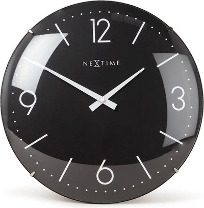 Nexttime Basic Dome – Wanduhr – 35 cm – konvexes Glas – Schwarz