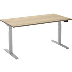 Sitz-Steh-Schreibtisch Ceha ade2plme168q9016rew Eiche weiß Melamin, Metall