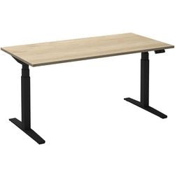 Sitz-Steh-Schreibtisch Ceha ade2plhl188q9005rew Eiche weiß Melamin, Metall