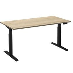 Sitz-Steh-Schreibtisch Ceha ade2plhl189q9005rew Eiche weiß Melamin, Metall