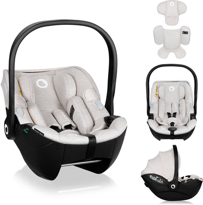 Lionelo Moxie i-Size – Autositz-Babytrage ab der Geburt – 40–87 cm – rückwärtsgerichtet (rwf) – Bambusstoff – Dri-Seat – leicht 4,3 kg – Isofix-kompatibel – Memory-Schaum – Magnetgurte – Sonnendach – verstellbare Kopfstütze