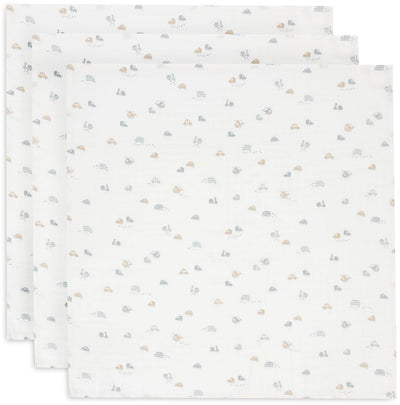Jollein – hydrophiles Tuch klein 70 x 70 cm – Wickeltuch – weiche Baumwolle – 3 Stück – für unterwegs