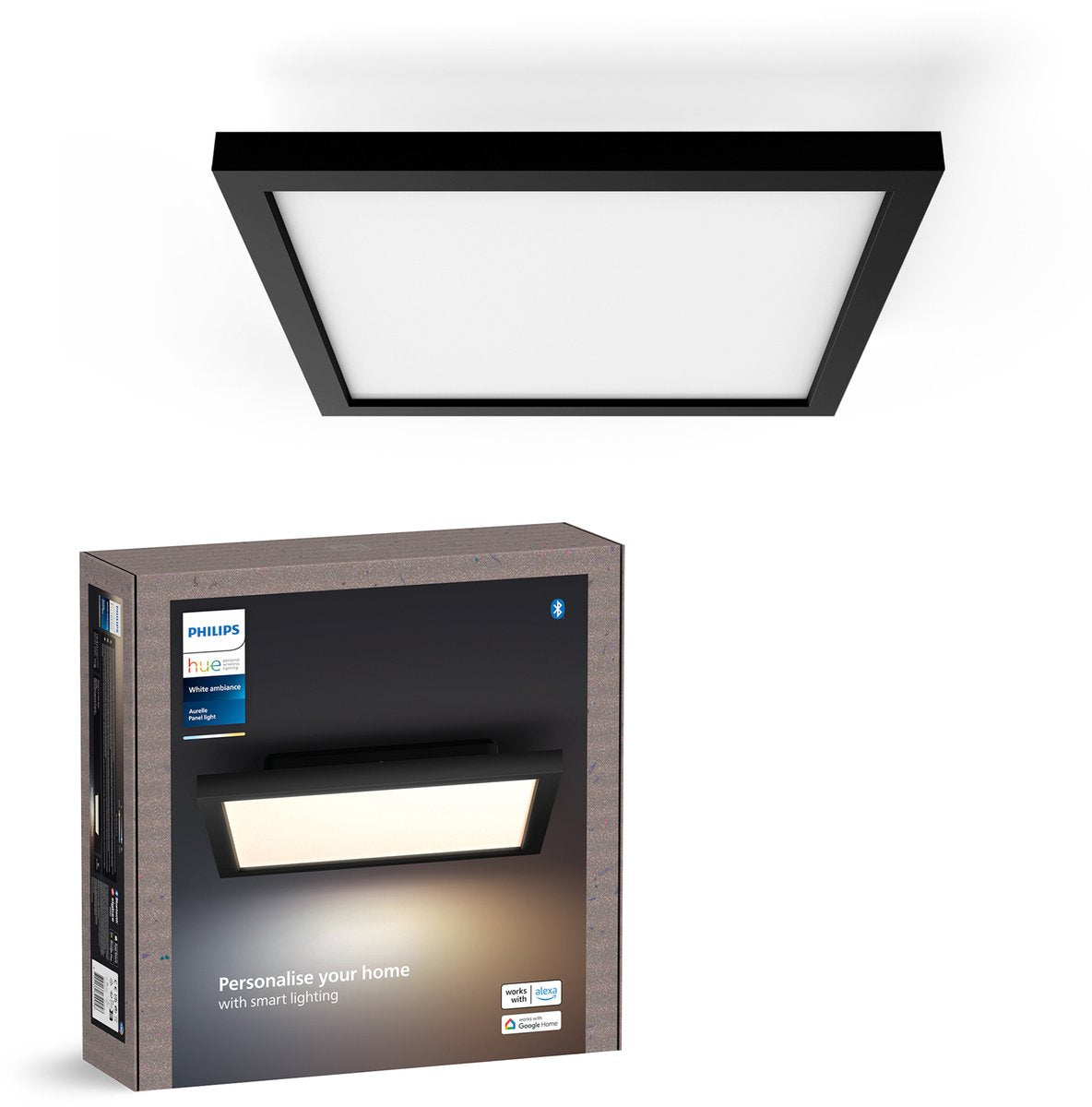 Philips Hue Aurelle Panellampe – warmes bis kaltweißes Licht – schwarz – quadratisch klein