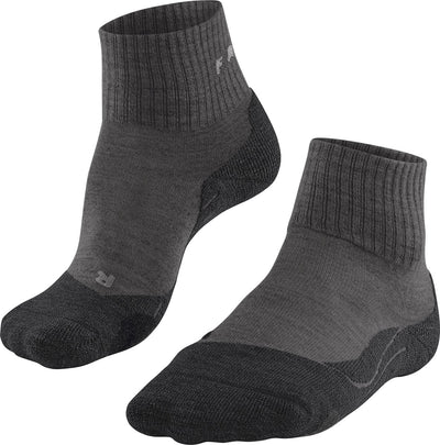 Falke TK2 Wool Short Anti-Blister Wandersocken aus dickem Woll-Funktionsmaterial Damen Grau – Größe 37-38