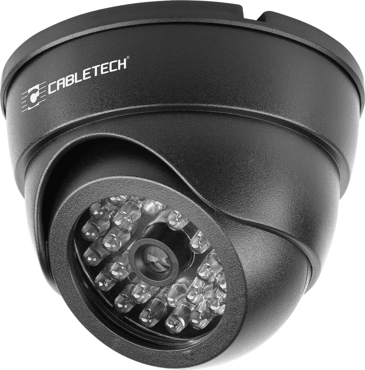 Cabletech LED-Dome-Kameraattrappe – mit LED-Anzeige und Aufkleber – batteriebetrieben – dk-3 – schwarz