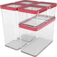 Rotho Loft Frischhaltedosen - 5er Set - Rot - 2x 2,1 Liter, 2x 0,5 Liter und 1x 1 Liter
