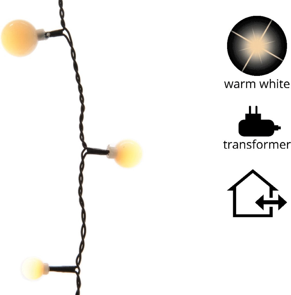 Kugelförmige EDM-Lichterkette – Guinguette-Stil – warmes Licht – 120 LED-Lichter – 14 m – 71013