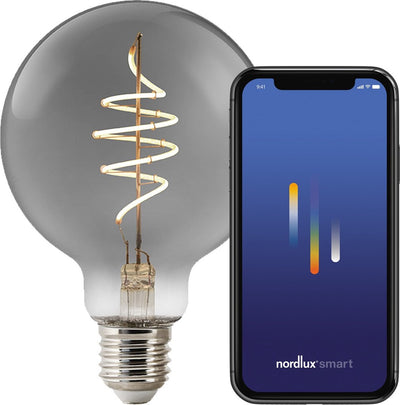 Nordlux G95-Lichtquelle-Smart-Deco-Filament-Spirale-E27-Rauchglas-1800K