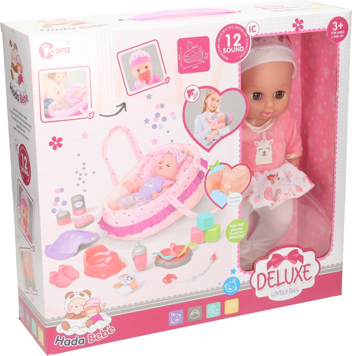 Deluxe-Puppenset mit Tragebett