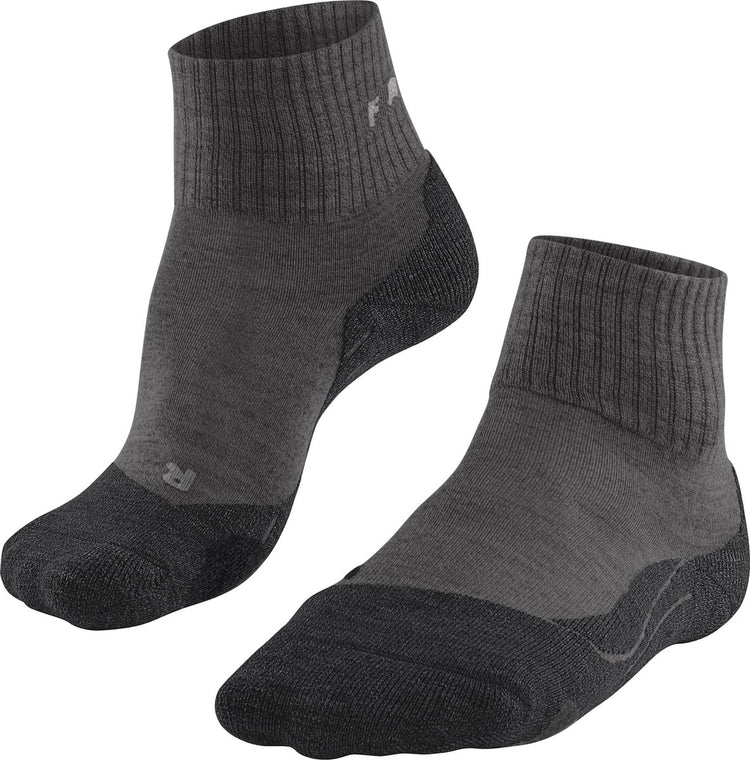 Falke TK2 Wool Short Anti-Blister Wandersocken aus dickem Woll-Funktionsmaterial Damen Grau – Größe 35-36