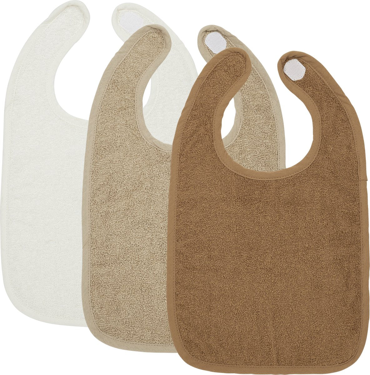 Meyco Baby-Uni-Lätzchen – 3er-Pack – Frottee – gebrochenes Sand-Toffee