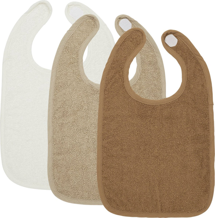 Meyco Baby-Uni-Lätzchen – 3er-Pack – Frottee – gebrochenes Sand-Toffee