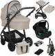 Lionelo Bianka Kinderwagen 3 in 1 – Babywanne + Kinderwagen + Autositz – große Luftreifen, Vollfederung – klappbar – verstellbare Schiebestange – Buggy-Wendesitz – 0–22 kg – Zubehörset – Beige