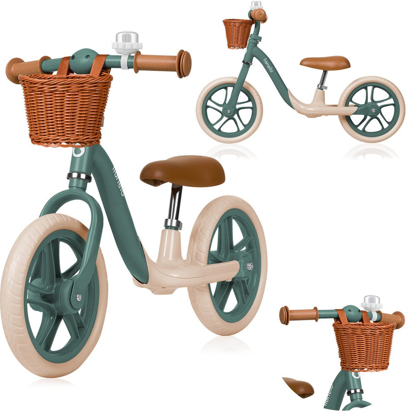 Lionelo Alex Plus – Laufrad ab 3 Jahren – 12“ pannenfreie Reifen – verstellbarer Sattel (30–35 cm) Lenker (52–58 cm) – mit Fußstütze, Klingelkorb – 3,4 kg leicht – Lenkerbegrenzung – rutschfeste Griffe – bequemer Sitz, Babyfahrrad balancieren lernen