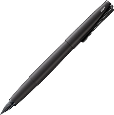 Lamy Studio lx-all-black Füllfederhalter – universeller Füllfederhalter im eleganten Ganzmetallgehäuse – mit Propellerclip und Stahlfeder in der Größe F – inklusive T 10-Tintenpatrone blau