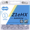 KMC Z1EHX schmale EPT extra lang 128 Schakels E -Bike -Schloss - 7,8 mm Stift - dunkles Silber