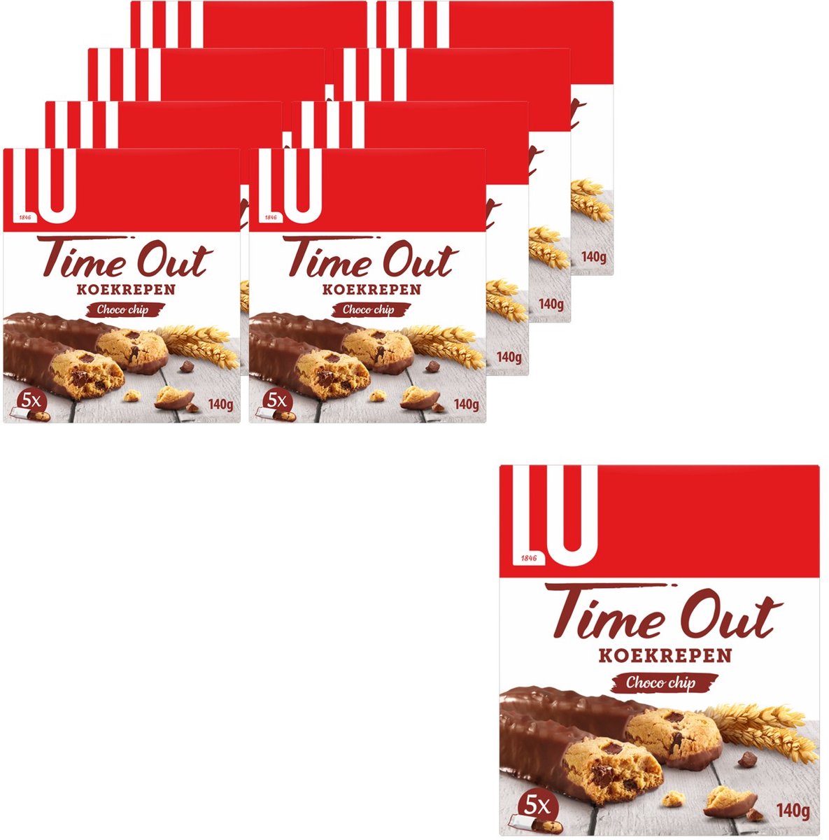 Lu Time Out Keksriegel Choco Chip Cookies Kekse 8 x 140g (5 x 28g) – Keks für unterwegs – Kaffee – Tee – Arbeit – Brühe