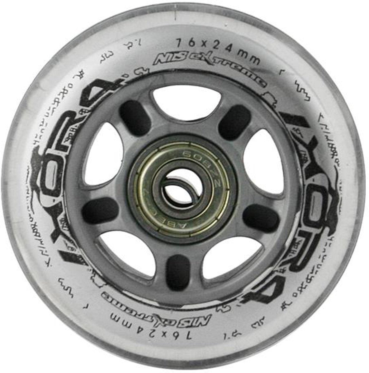 Nils Extreme – PU-Räder – 76 x 24 mm – transparent – inklusive ABEC-7-Unterlegscheibe