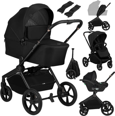 Lionelo Freya 3in1 Kinderwagen-Set – Babywanne, Kinderwagen Astrid i-Size-Autositz (40–87 cm) – Premium – von der Geburt bis 22 kg – PU-Räder mit Federung – umkehrbarer Sitz – UPF50+-Verdeck