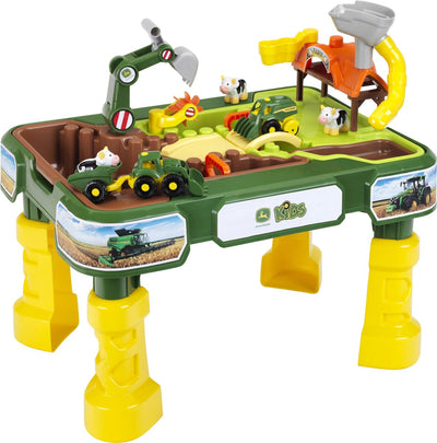 Klein Toys John Deere Sand- und Wasserspieltisch – 2in1 Bauernhof – inkl. Herausnehmbare Becken für Sand und Wasser – 64 x 46 x 60 cm – grüngelb