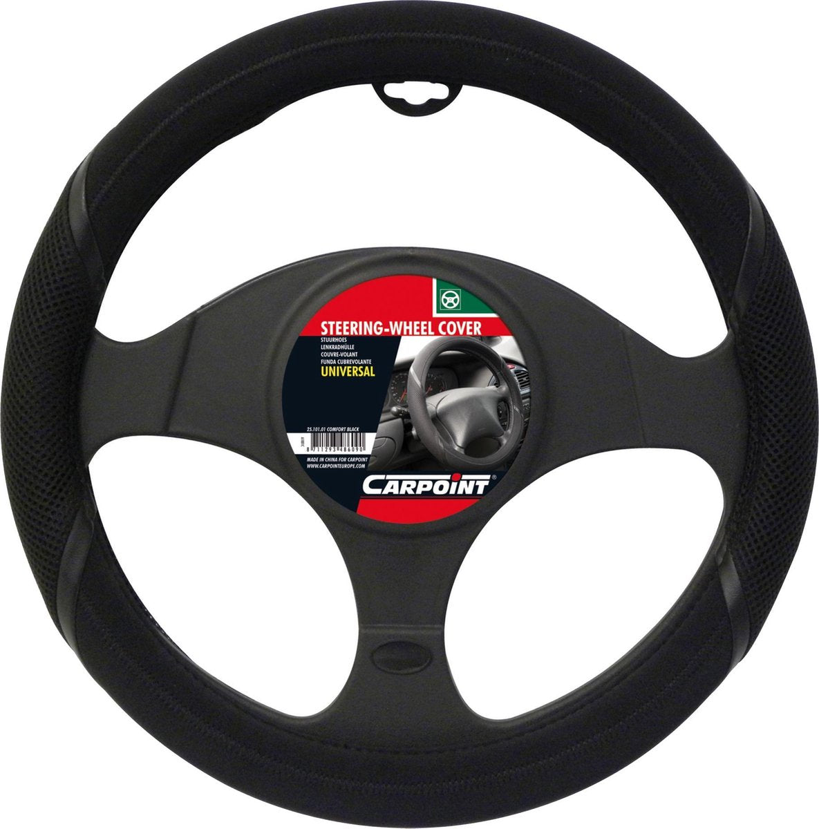 Carpoint Lenkradbezug Car Comfort - Schwarz - für Lenkräder mit einem Durchmesser von 37-39 cm