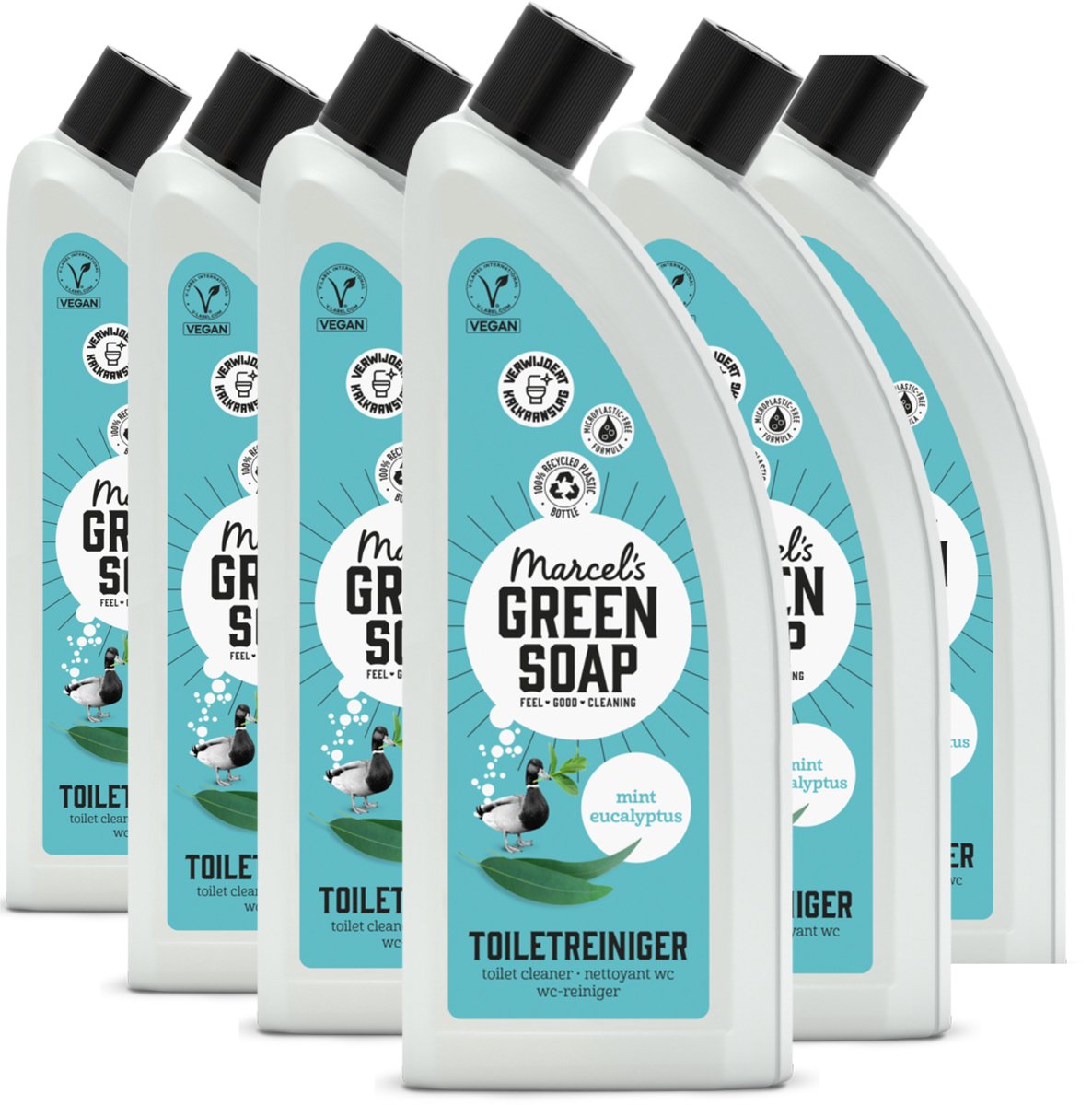 Marcel's Toilettenreiniger mit grüner Seife – Minze-Eukalyptus – 6 x 750 ml