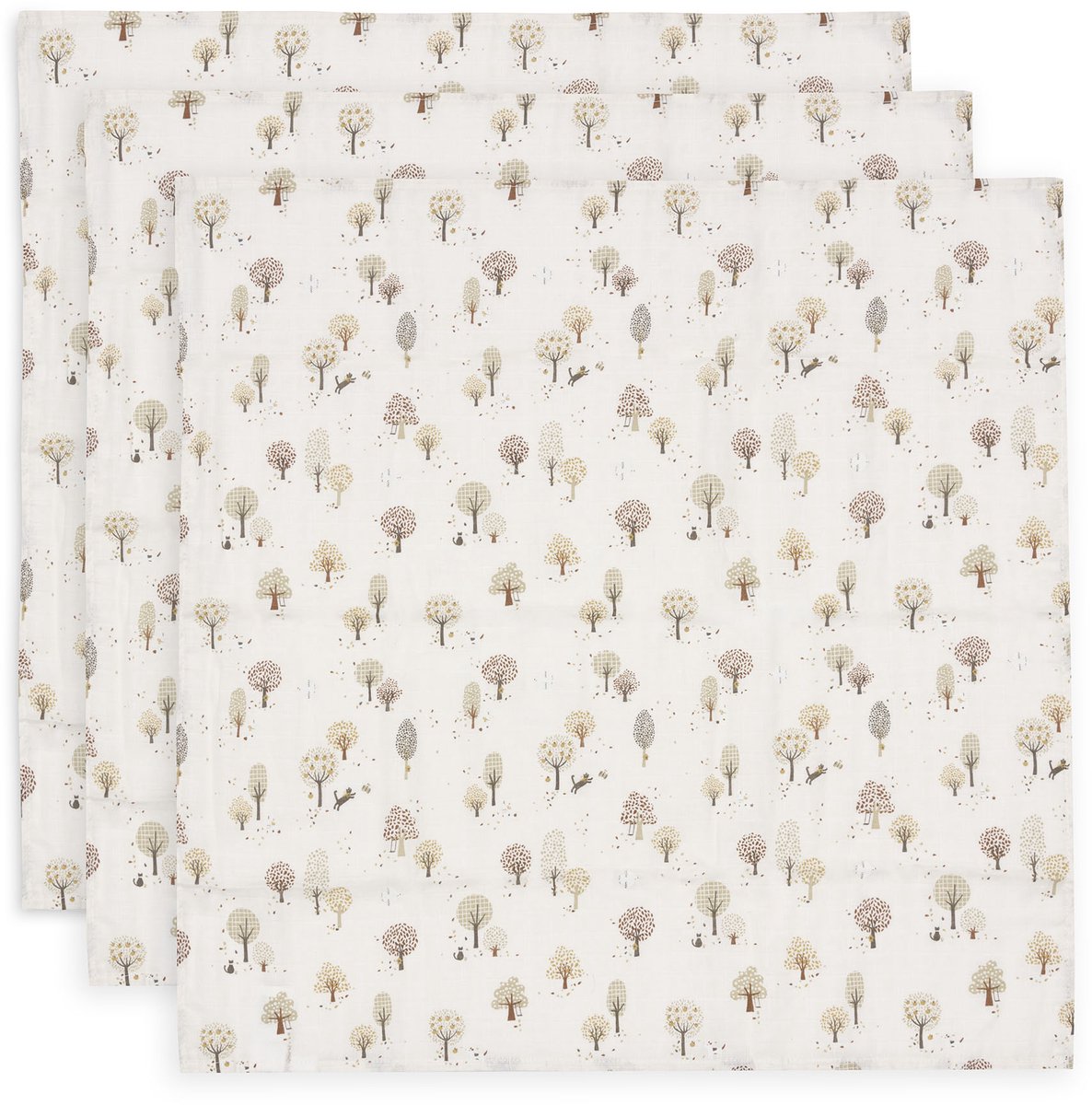 Jollein hydrophiles Tuch klein – 70x70cm – Tiny Park – 3 Stück