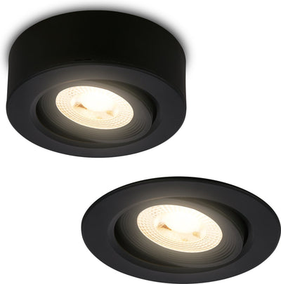 Briloner desi – Aufbaustrahler 2-in-1 – Aufbau- oder Einbaustrahler – schwenkbar – warmweißes Licht – schwarz – ø9 x 3 cm