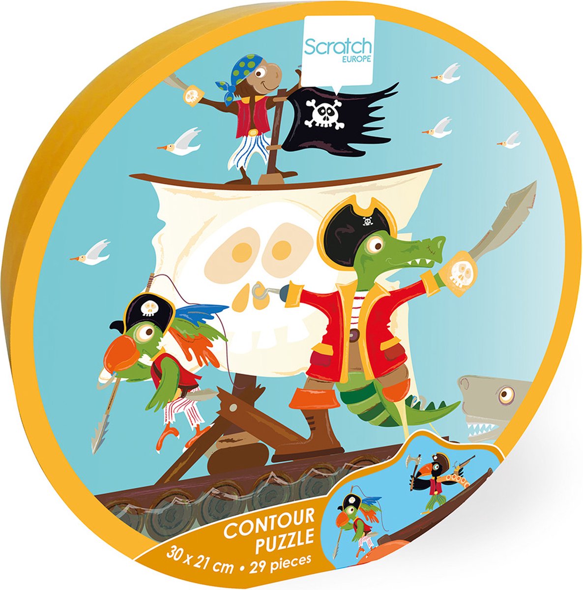 Kratzkonturpuzzle - Pirat - 30x21cm - 29 Teile - 3 Jahre