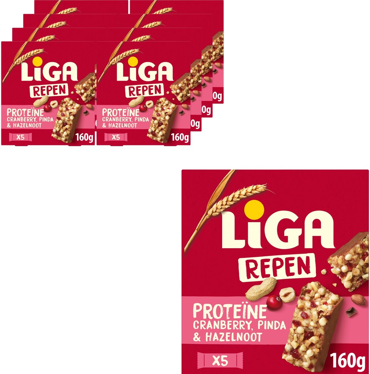 Liga Proteinriegel Cranberry-Nüsse 8 x 160g (5 x 32g) - Proteine - Proteinriegel - Protein - Snacks - Sport - Geschenk - Nussriegel