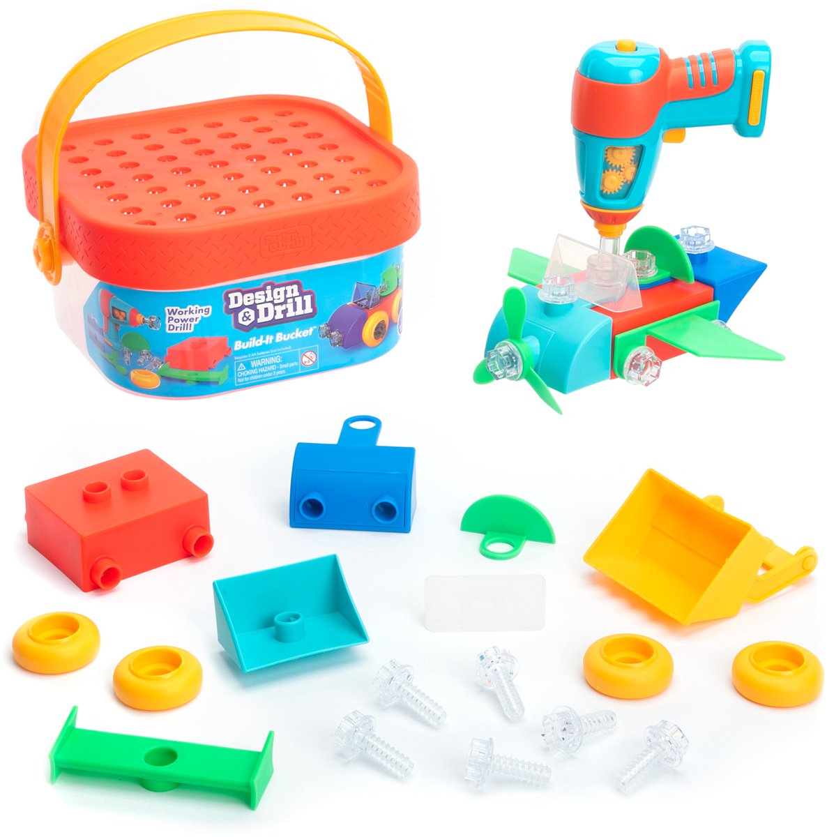 Lernressourcen, Konstruktionsspielzeug, Design-Bohrmaschine, Build-it-Eimerstiel-Set. - 3+